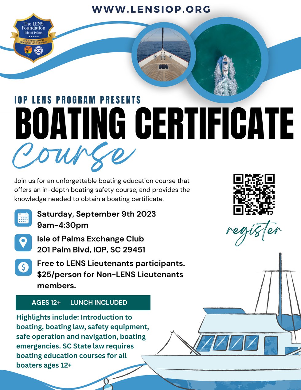 Boating License Course Flyer - Boating Certificate flyer with QR code